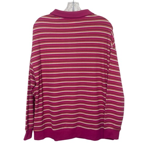 Wiholl Striped Collared Polo Shirt Womens Large Pink New - Picture 2 of 10